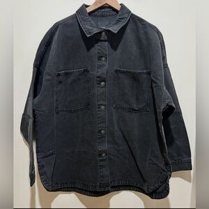 NWT Hudson Black Oversize Denim Jean Jacket - Button Front - Women’s Size XL